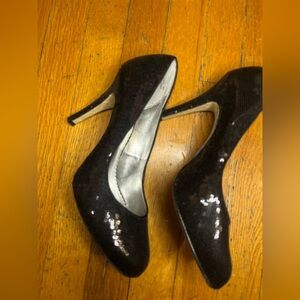 Michelangelo Black Sequined Pumps 9M